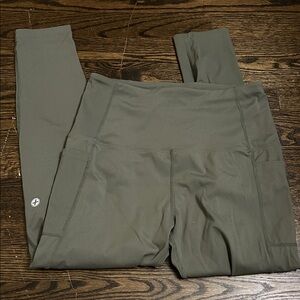 Olive Green High-Waisted Leggings